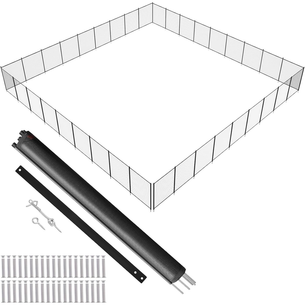 image:imageVEVOR Pool Fence 4 x 96 FT Pool Fences for Inground Pools Removable Pool Fencing Easy DIY Installation Swimming Pool Fence 340gms Teslin PVC Mesh Pool Safety Fence Black4FTx108FT
