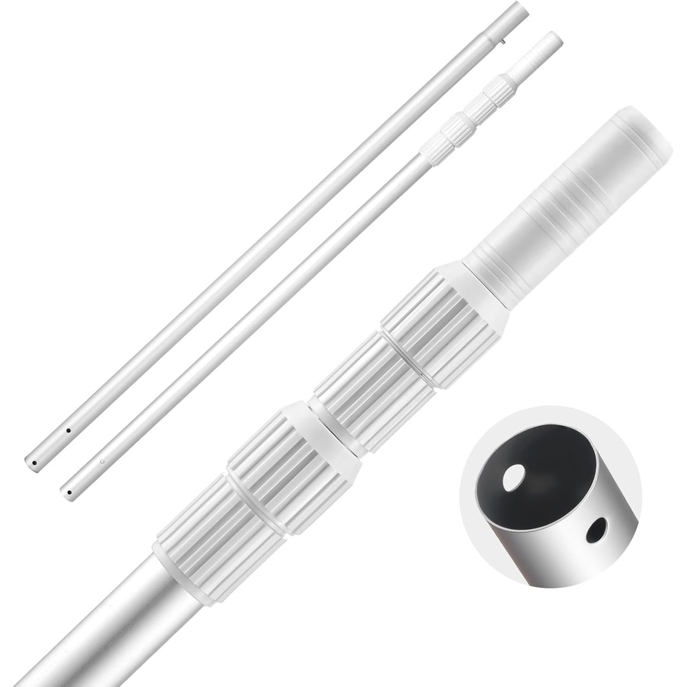 image:imageVEVOR Pool Pole 34 to 15 Ft Telescoping Swimming Pool Cleaning Poles Professional Adjustable Telescopic Pole with 2 Extension Poles Heavy Duty Cleaner Stick for Skimmer Net Brush Vacuum HeadPool Pole  12Ft
