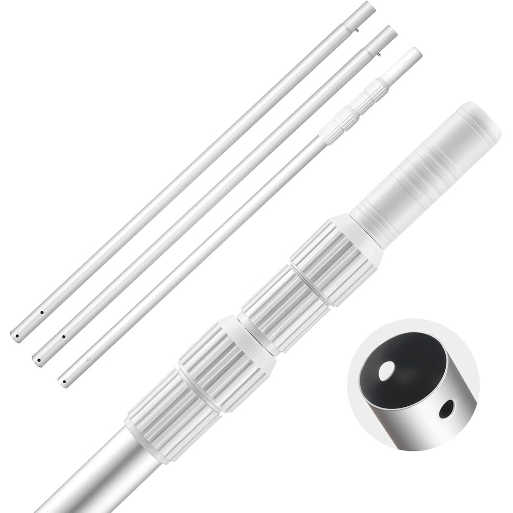 image:imageVEVOR Pool Pole 34 to 15 Ft Telescoping Swimming Pool Cleaning Poles Professional Adjustable Telescopic Pole with 2 Extension Poles Heavy Duty Cleaner Stick for Skimmer Net Brush Vacuum HeadPool Pole  15Ft