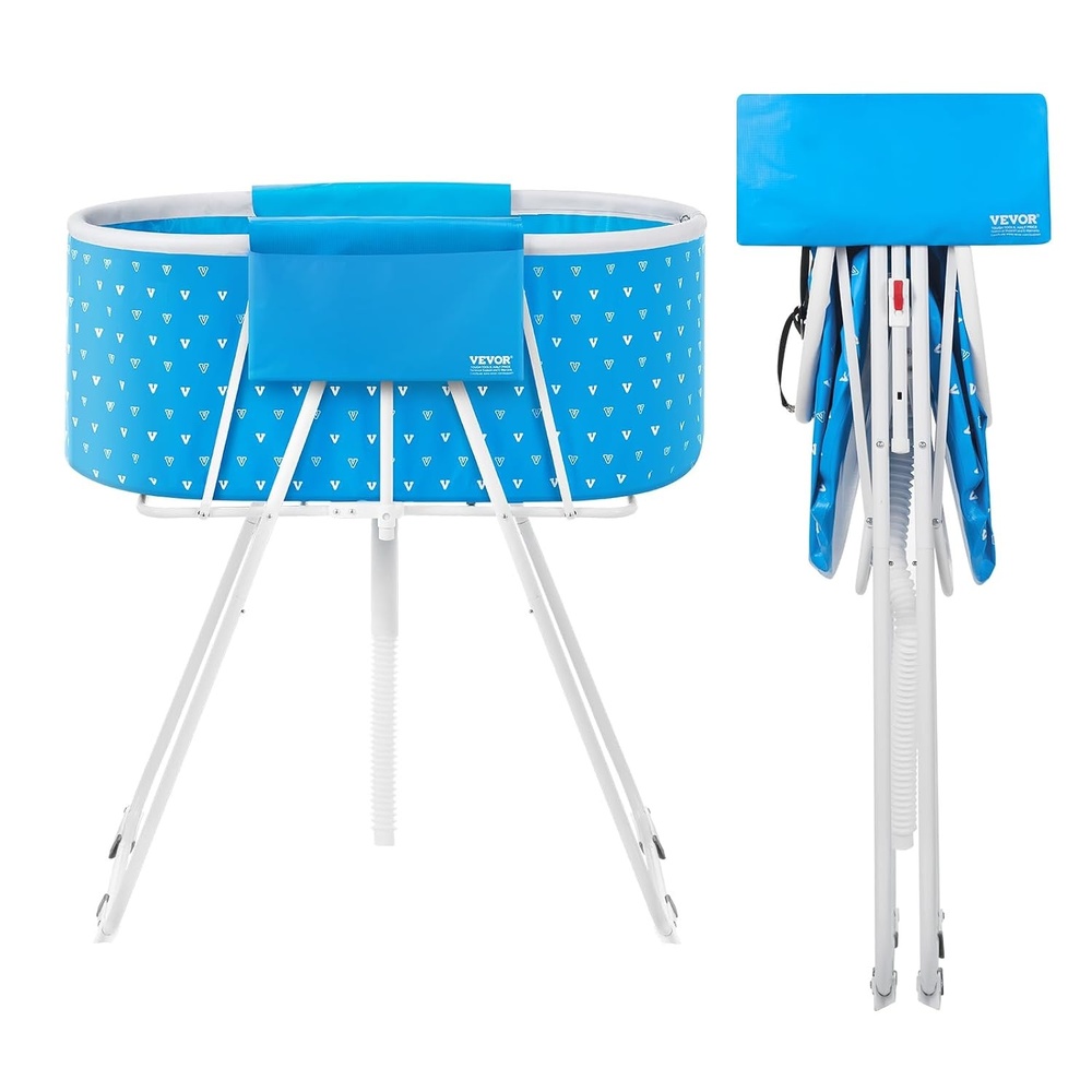 image:imageVEVOR Portable Dog Bathtub Elevated amp Foldable SpaceSaving Pet Shower Station with Efficient Drainage Bathing Tub for Washing amp Grooming Small and Medium Size Dogs and Cats Indoor amp Outdoor GreyLight Blue