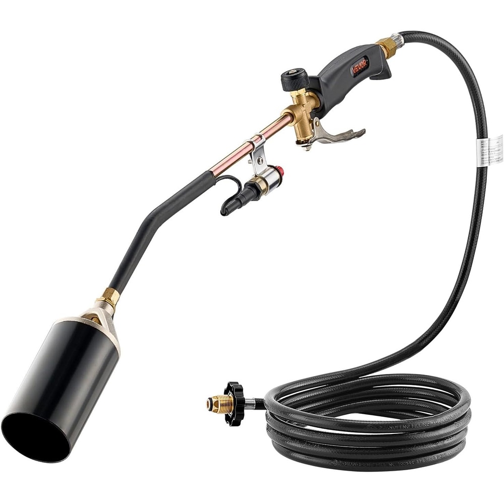 image:imageVEVOR Propane Torch Weed Burner High Output 1800000 BTU with 10 ft Hose Heavy Duty Blow Torch with Adjustable Flame amp Turbo Trigger Push Button Auto Igniter Flamethrower for Garden Ice Snow Road27in
