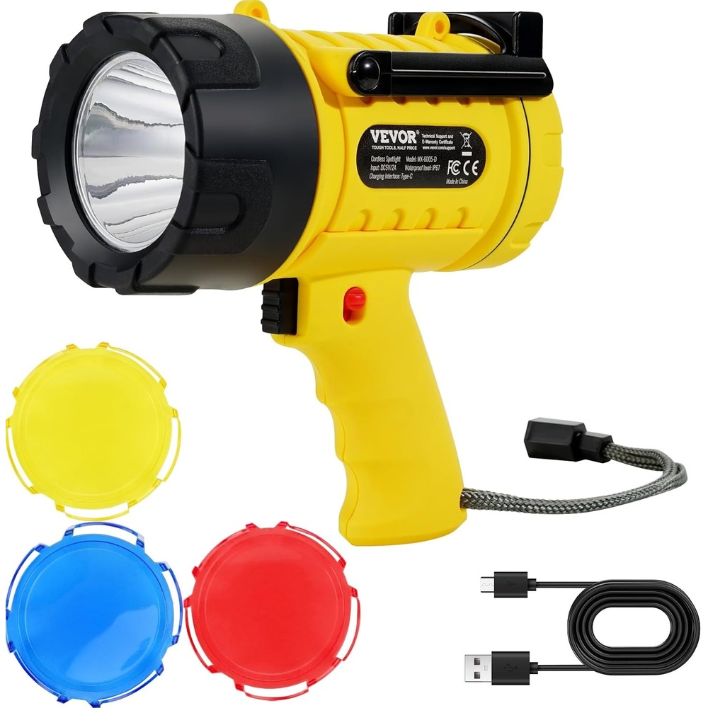 image:imageVEVOR Rechargeable Lighting Devices Flashlights Spotlights amp Headlamps for Outdoor Adventures Emergencies amp Daily UseSpotlight