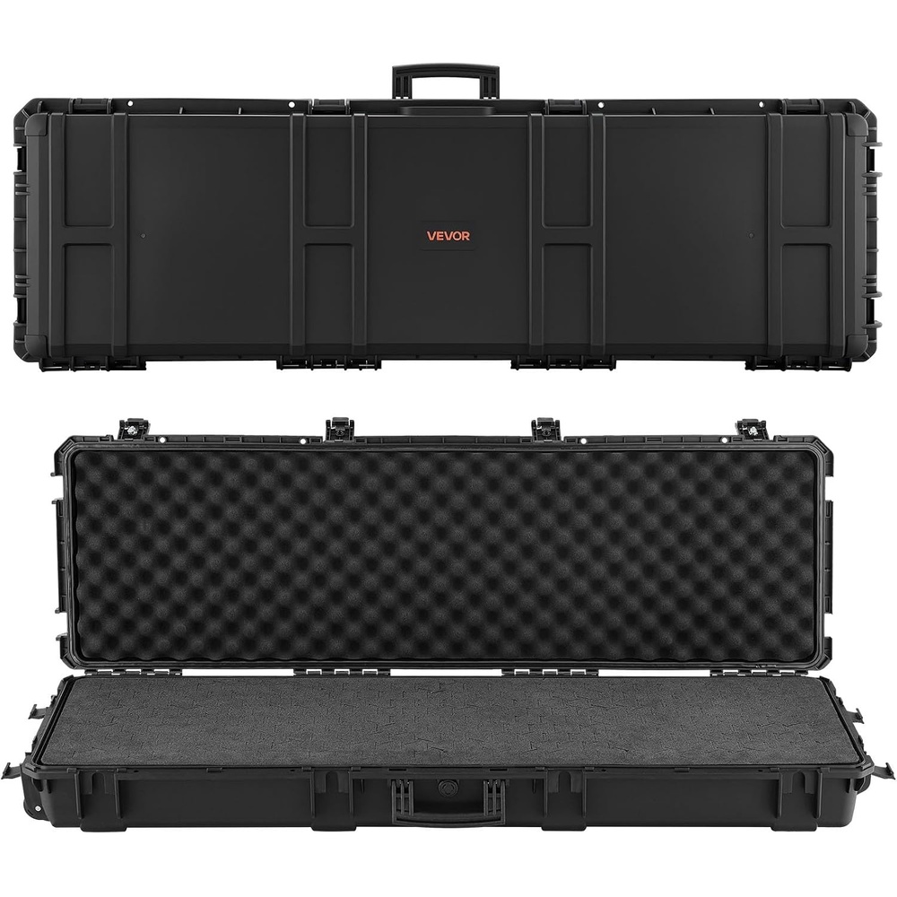 image:imageVEVOR Rifle Case Rifle Hard Case with 4 Layers Fullyprotective Foams Detachable XPE Foam 50 inch Lockable Gun Storage with Wheels IP67 Waterproof amp Dustproof for Rifle Shotgun Black