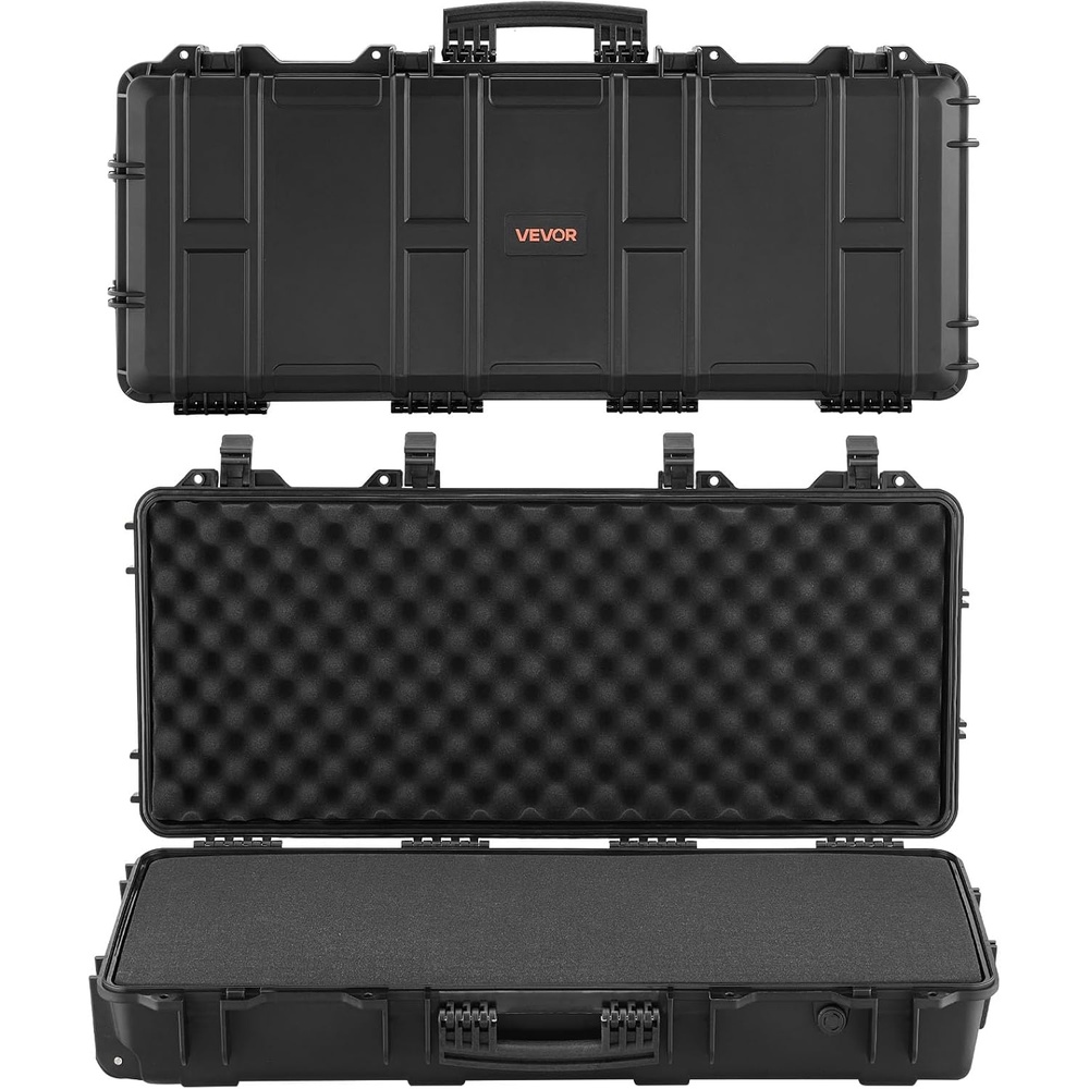image:imageVEVOR Rifle Case Rifle Hard Case with 4 Layers Fullyprotective Foams Lockable Hard Gun Case with Wheels IP67 Waterproof amp Crushproof for Rifles or ShotgunsBlack