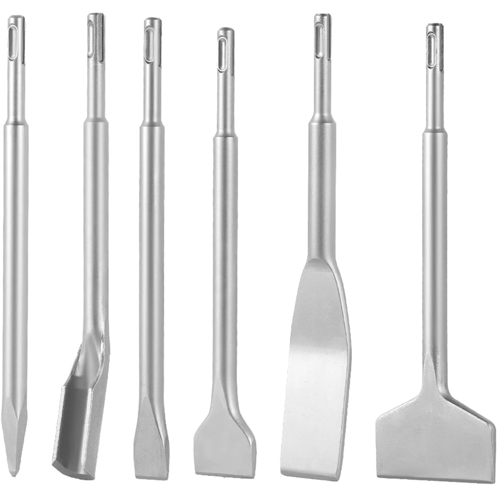 image:imageVEVOR SDS Plus Chisel Set 6pcs SDS Plus Rotary Hammer Drill Attachments Includes Point Flat amp UGroove Chisels Heat Treated 40Cr Alloy Steel Sharp Edge for Demolition Concrete and Brick6