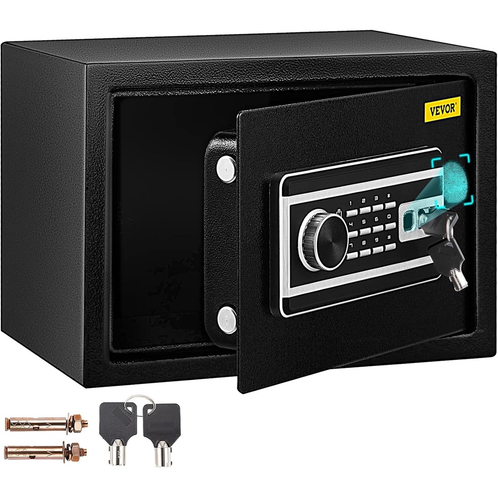 image:imageVEVOR Safe Box 21 CUFT Fingerprint Safe Box for Money w 2 Keys amp Digital Keypad Q235 Steel Fireproof Safe Box for Storing Cash Jewelry Pistols Documents Watches in Home amp Office amp Hotel08 cubic feet