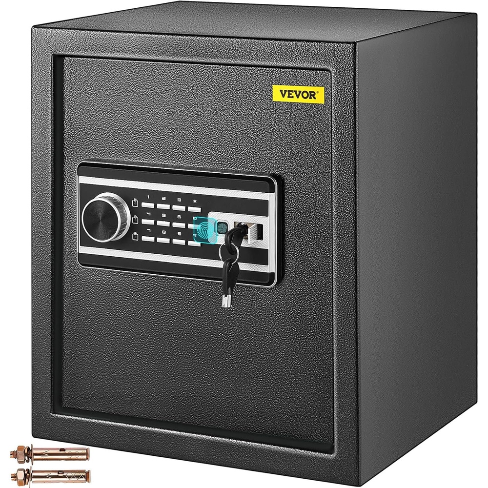 image:imageVEVOR Safe Box 21 CUFT Fingerprint Safe Box for Money w 2 Keys amp Digital Keypad Q235 Steel Fireproof Safe Box for Storing Cash Jewelry Pistols Documents Watches in Home amp Office amp Hotel17 cubic feet