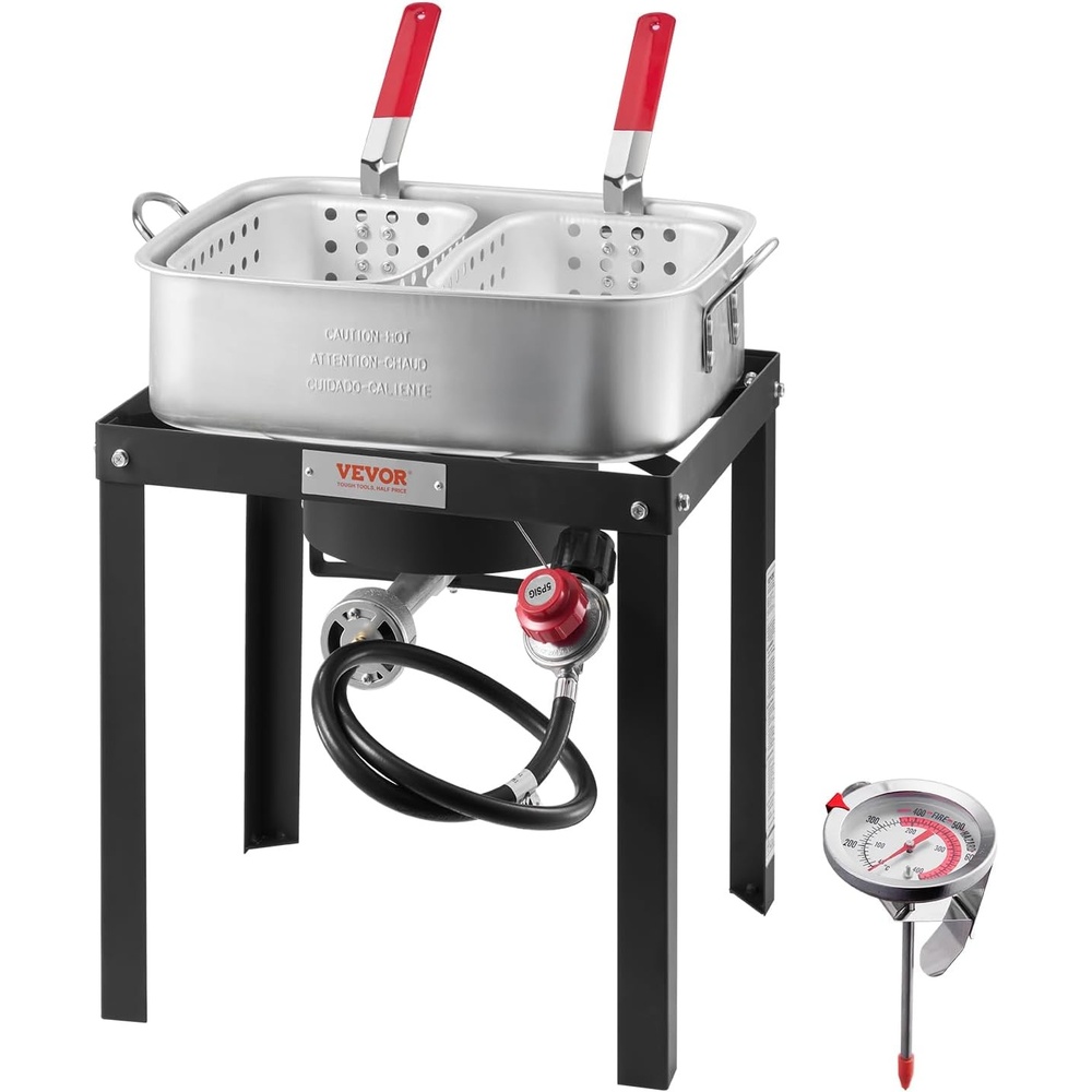 image:imageVEVOR Seafood Boiling Kit amp Turkey Fryer 30qt Boiler Steamer Cooker Set Outdoor Aluminum Frying Pot 54000 BTU Burner Propane Gas Boiler Gifts for Thanksgiving Day18qt