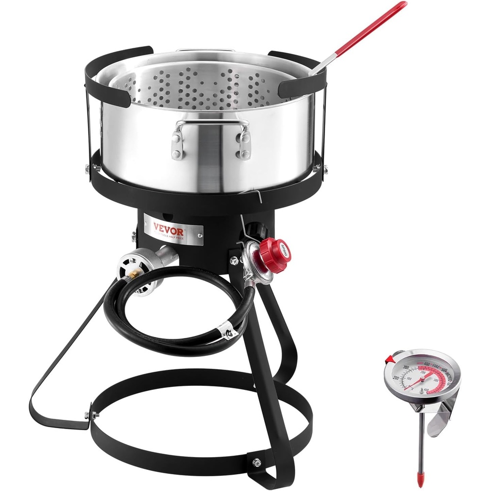 image:imageVEVOR Seafood Boiling Kit amp Turkey Fryer 30qt Boiler Steamer Cooker Set Outdoor Aluminum Frying Pot 54000 BTU Burner Propane Gas Boiler Gifts for Thanksgiving Day10qt