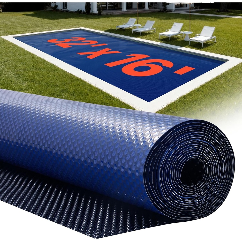 image:imageVEVOR Solar Pool Cover 24 x 12 ft Rectangle Solar Cover 16 mil for Pools Inground Above Ground Swimming Pool Solar Blanket with Bubble Heat Retaining Solar Covers BlueBlueBlack