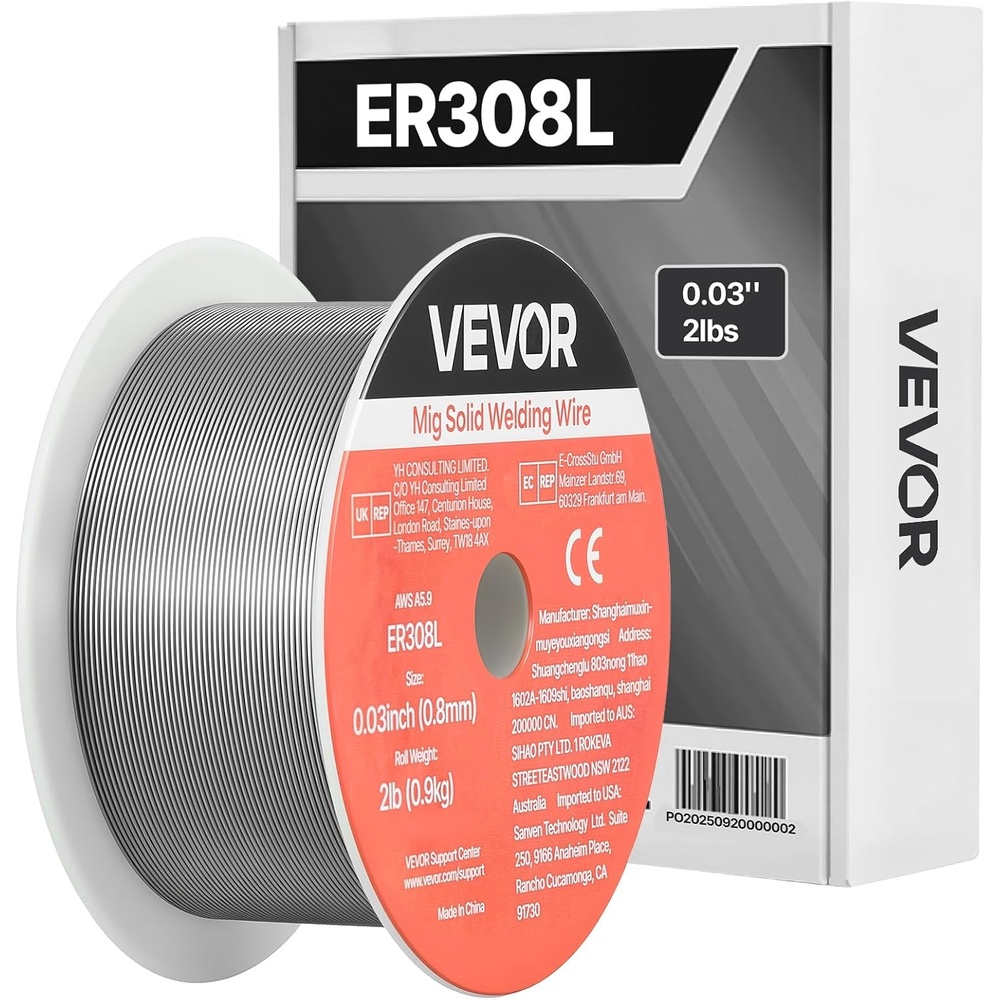 image:imageVEVOR Solid MIG Welding Wire ER308L 003inch 2 LBS Low Spatter Stainless Steel Welding Wire with High Feedability for AllPosition Gas Shielded WeldingER308L 003 inch