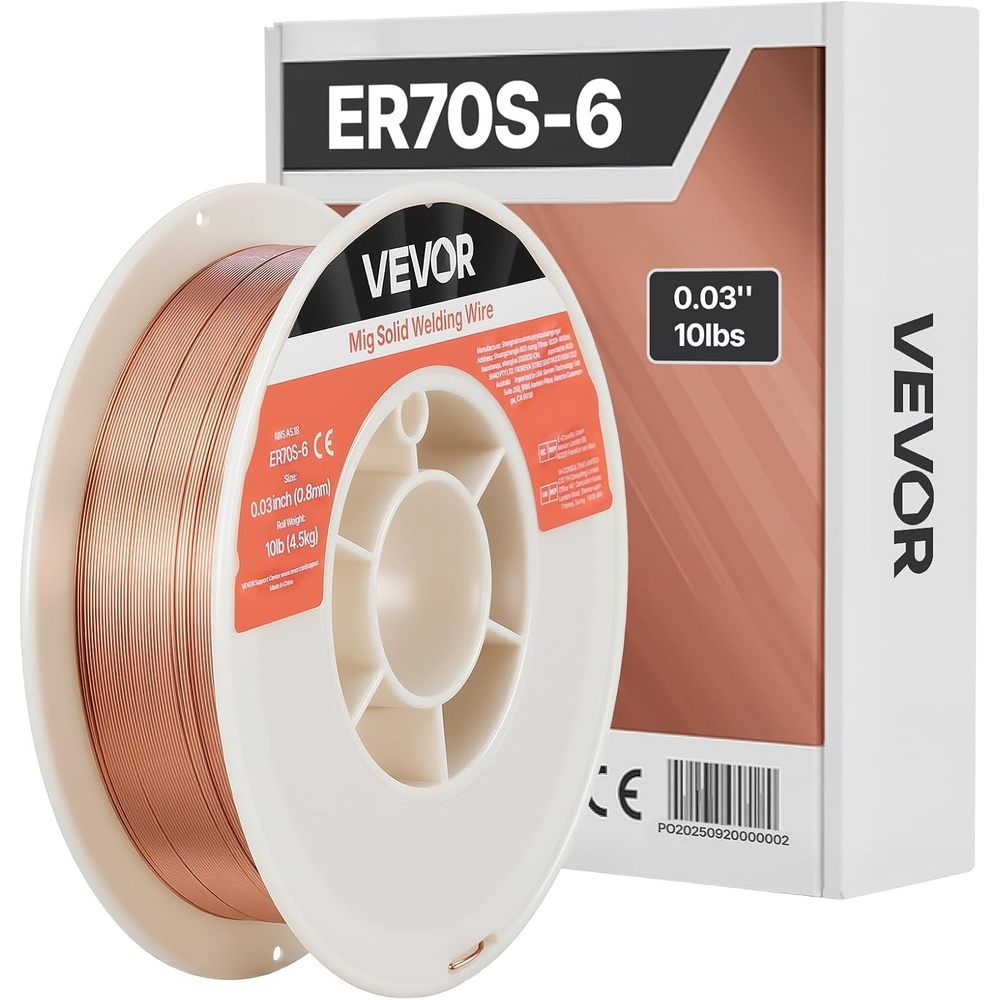 image:imageVEVOR Solid MIG Welding Wire ER70S6 003inch 10 LBS Low Spatter Mild Steel Welding Wire with High Deoxidizers for AllPosition Gas Shielded WeldingER70S6 0030inch