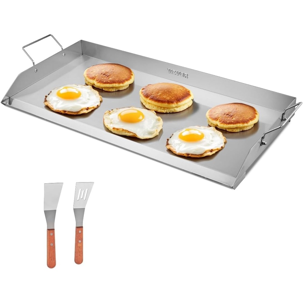 image:imageVEVOR Stainless Steel Griddle 18x16 inch Universal Flat Top Rectangular Plate Gas Grill Griddle for BBQ Grill Teppanyaki Portable Family Cookware with Handle for Camping Tailgating Party32 x 16 x 3