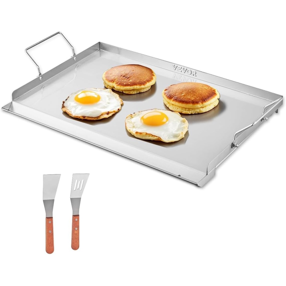 image:imageVEVOR Stainless Steel Griddle 23x16 inch Universal Flat Top Rectangular Plate Gas Grill Griddle for BBQ Grill Teppanyaki Portable Family Cookware with Handle for Camping Tailgating Party232 x 159 x 19