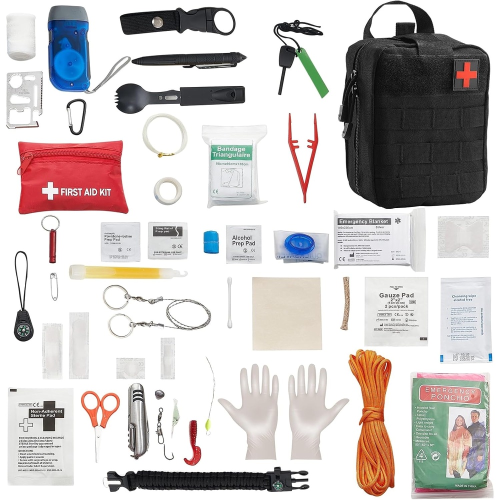 image:imageVEVOR Survival First Aid Kit 250 Pieces 600D Nylon Trauma First Aid Bag Survival Gear and Equipment Emergency Kits for Men Women Camping Boat Earthquake Hiking Hunting and Outdoor Adventure250 Pieces