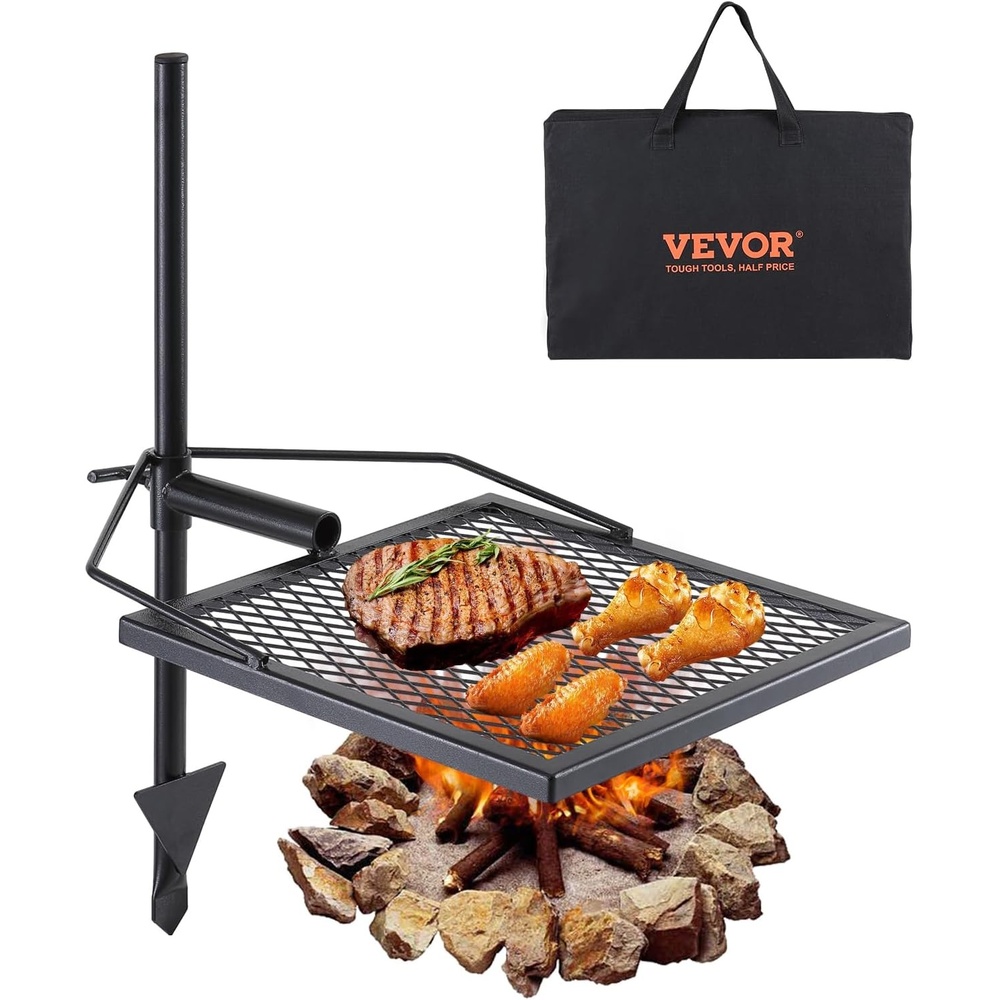 image:imageVEVOR Swivel Campfire Grill Fire Pit Grill Grate over Fire Pits Heavy Duty Steel Grill Grates 360 Adjustable Open Fire Outdoor Cooking Equipment Portable Camp Fire Racks for Camping Outdoor BBQ1616 inch