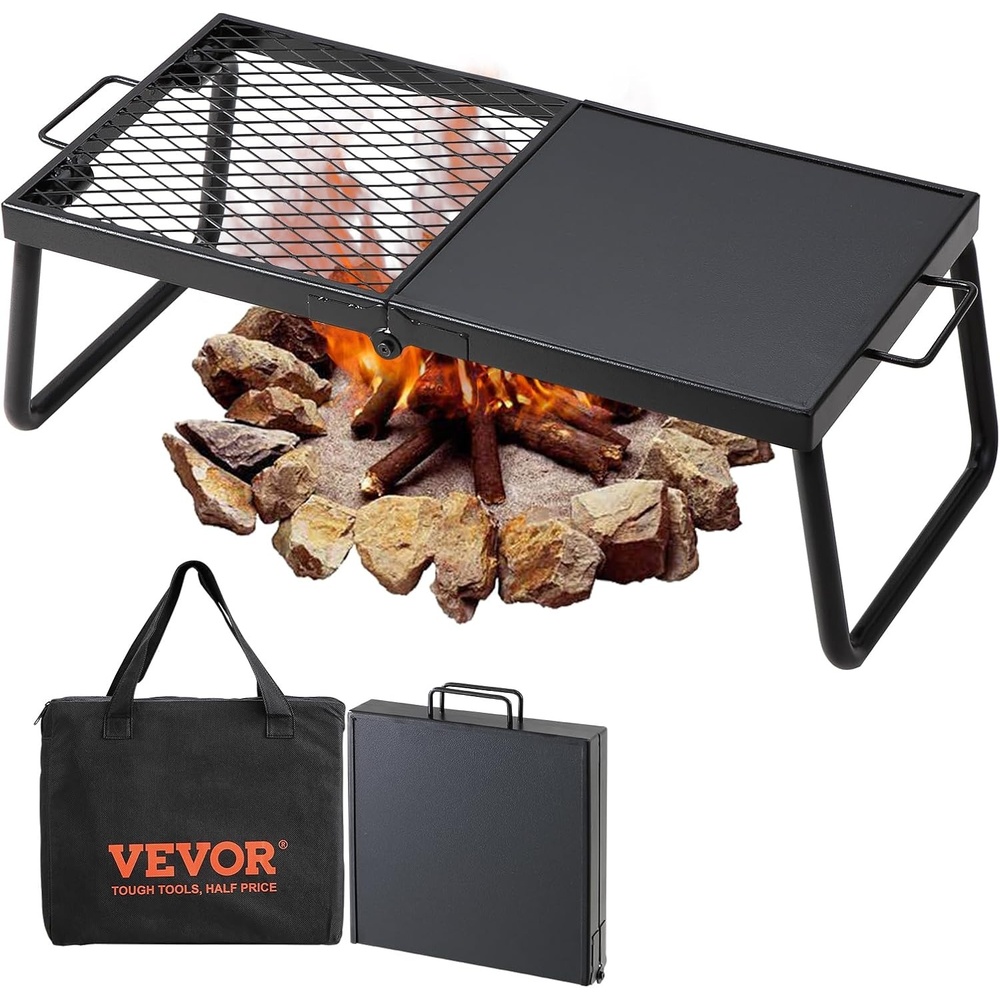 image:imageVEVOR Swivel Campfire Grill Fire Pit Grill Grate over Fire Pits Heavy Duty Steel Grill Grates 360 Adjustable Open Fire Outdoor Cooking Equipment Portable Camp Fire Racks for Camping Outdoor BBQ22411 inch
