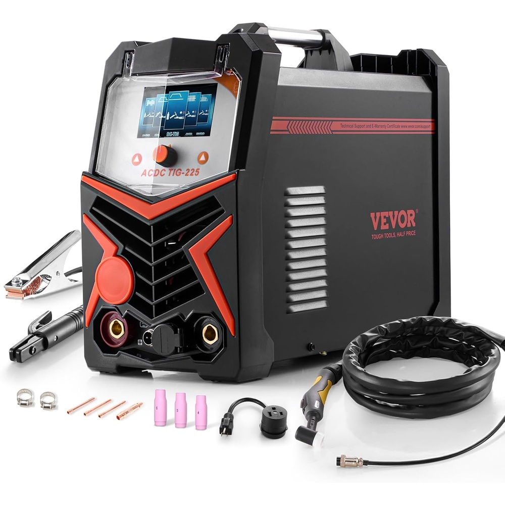 image:imageVEVOR TIG Welder 200A 6In1 Aluminum Welding Machine LED Display  AC TIGDC TIGAC Pulse TIGDC Pulse TIGSpot TIGMMAStick 110amp220V Dual Voltage Electric Welder with Synergic Control IGBT6in1 225A
