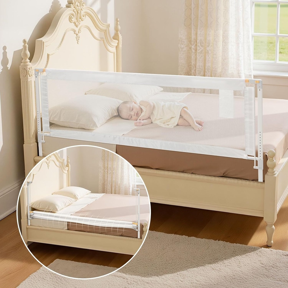 image:imageVEVOR Toddler Bed Rail Kids Beds Guard Rail with Reinforced Iron Pipe and Oxford Cloth Adjustable Height Bed Side Railing Portable Guard Bumper Barrier for Crib Bunk 5906 x 3504 in 1 Piece7874 x 3504 in