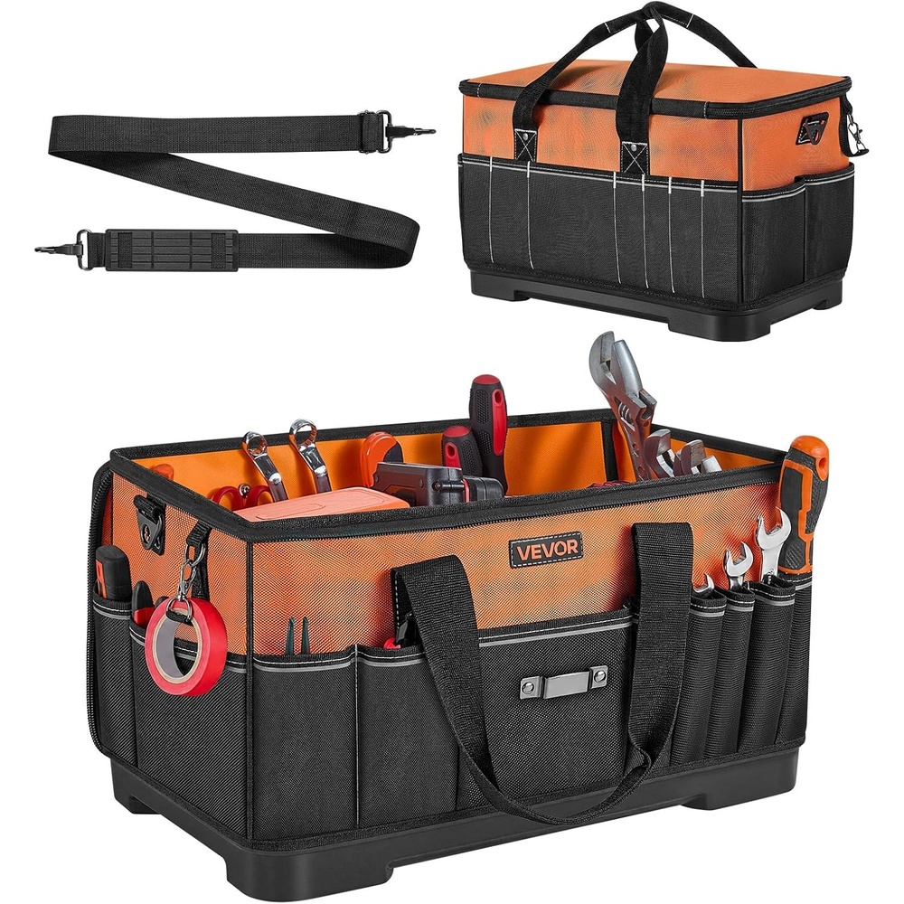 image:imageVEVOR Tool Bag 20 Inch 33Pocket Portable Large Tool Box Organizer Storage Toolbox with Big Zipper Adjustable Shoulder Strap WaterResistant Carry Toolbag for Men Women Dad Husband Fathers Day19 PC Base