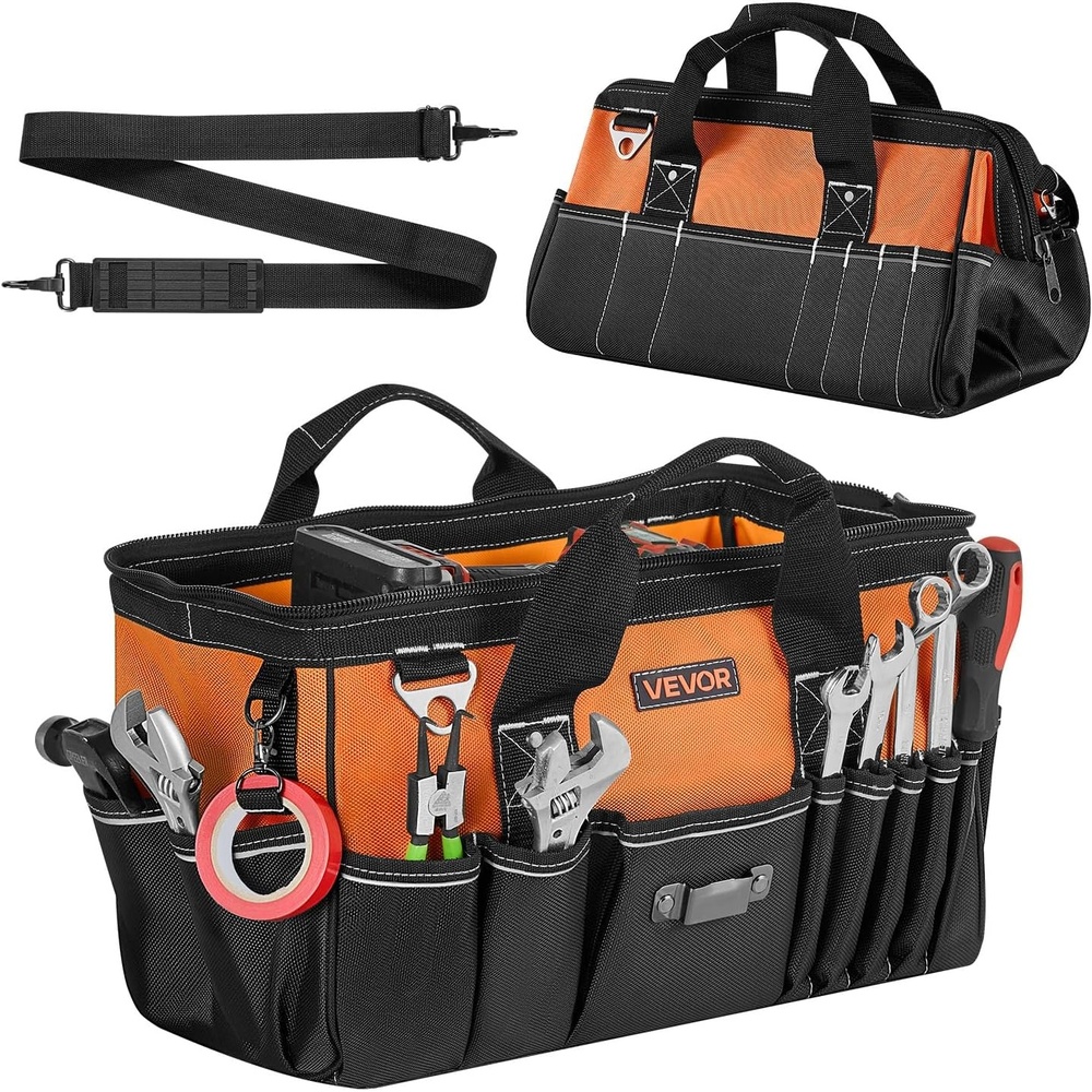 image:imageVEVOR Tool Bag 20 Inch 33Pocket Portable Large Tool Box Organizer Storage Toolbox with Big Zipper Adjustable Shoulder Strap WaterResistant Carry Toolbag for Men Women Dad Husband Fathers Day16 Regular