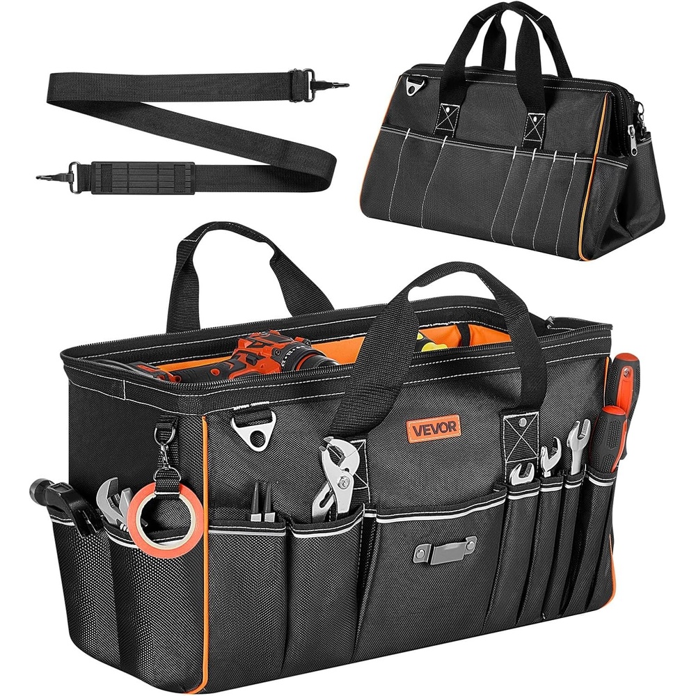 image:imageVEVOR Tool Bag 20 Inch 33Pocket Portable Large Tool Box Organizer Storage Toolbox with Big Zipper Adjustable Shoulder Strap WaterResistant Carry Toolbag for Men Women Dad Husband Fathers Day20 Regular