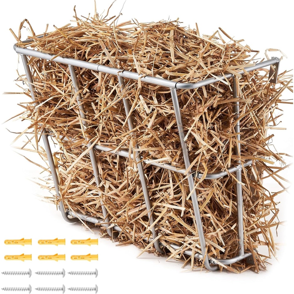 image:imageVEVOR Wall Mounted Hay Rack 185 Gallon Livestock Feeder with 25 Gallon Feed Tray 2 in 1 Hay and Grain Feeder Feeds up to 5 Goats HeavyDuty Galvanized Steel Goat Feeders for Farm Sheep HorsesWallMounted