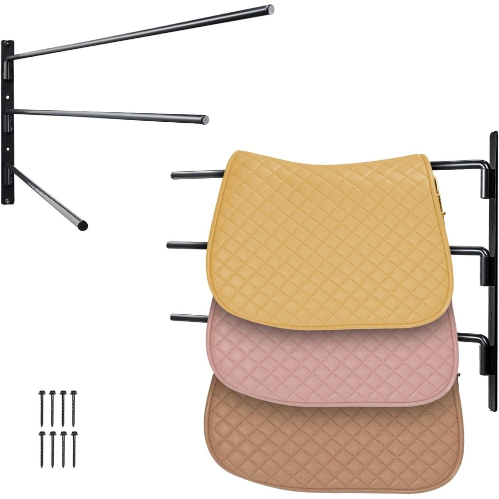 image:imageVEVOR Wall Mounted Saddle Rack 309 x 299 x 55 in Swing Out Saddle Holder Six Tiers Horse Saddle Stand Space Saving Horse Pad and Blanket Rack for Tack Room Organization Trailer Accessories3 Tiers2 Packs