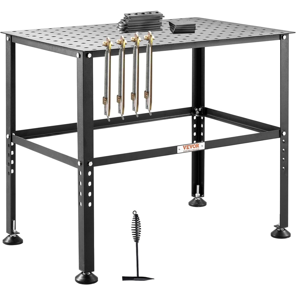 image:imageVEVOR Welding Table 36 x 24 800LBS Capacity Welding Workbench Table HeavyDuty Work Bench with 063 Fixture Holes and NonSlip Foot Pads for Welding Assembly Repair Works360 x 240 x 309 in