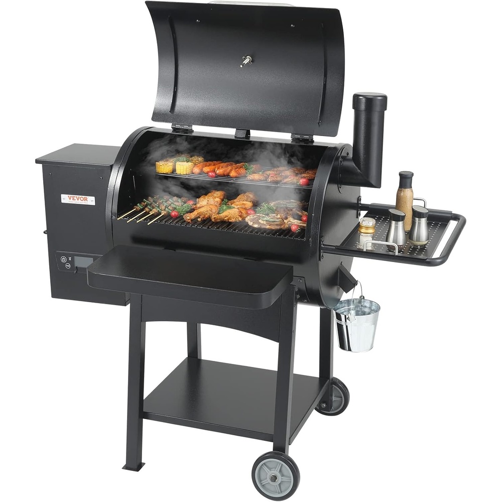 image:imageVEVOR Wood Pellet Grill Smoker 8 in 1 BBQ Grills for Outdoor Cooking 575 Square Inches Cook Area Electric Smokers with WiFiapp Control LCD Screen Controller Meat Probe 500F Max Temperature580 sqinPID