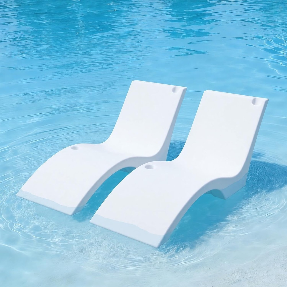 image:imageVEVOR inPool Lounge Chairs Set of 2 Chaise Lounger Inside Lounge Chairs for up to 5 Water Depths Fixed in Pools amp Floating on Water Suitable for All Pool Types Poolside amp Sun Deck Tanning677x 266 x 305