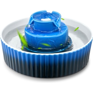 Ceramic Cat Water Fountain, VEVOR 2.1L/71oz Cupcake Pet Fountain Cat Water Bowl, Porcelain Water Dispenser, Ultra-Quiet Pump, 360° Drinking Area & Multi-Layer Filtration, for Cats and Dogs (Blue)