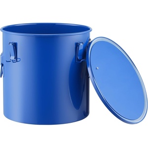 Happybuy 8 Gal Fryer Grease Bucket, Oil Disposal Caddy, Carbon Steel with Rust-Proof Coating, Oil Transport Container with Lid, Lock Clips, Filter Bag, Blue