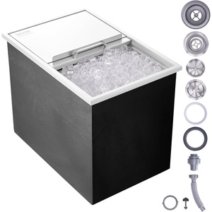 Happybuy Drop in Ice Chest 18L x 12W x 14.5H Inch Stainless Steel Ice Cooler with Sliding Cover Drop in Ice Bin Included Drain-Pipe and Drain Plug for Cold Wine Beer(27 x 18 x 21 Inch)