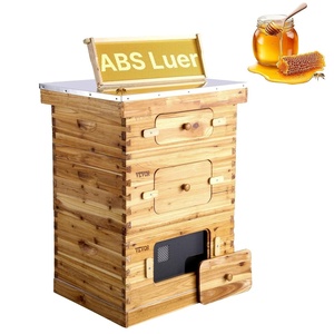 VEVOR 10 Frame Bee Hive, Beeswax Coated Fir Wood, Bee Hives Starter Kit,2 Deep + 2 Medium Bee Boxes Langstroth Beehive Kit, Transparent Acrylic Windows with Foundations for Beginners Pro Beekeepers(Deep Box x 2+ Medium Box x 1)