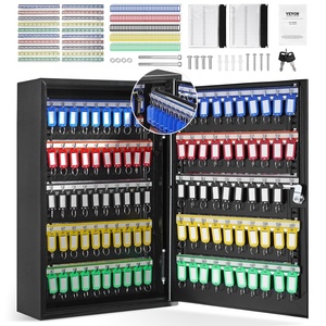 VEVOR 100-Key Cabinet, Key Lock Box with Adjustable Racks, Security Key Storage Box Steel, Key Organizer with 100 Colorful Key Tags and 2 Record Cards for School, Office, Hotel(200-Key Cabinet)