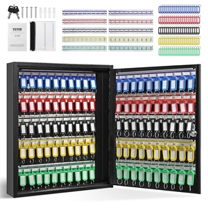 VEVOR 100-Key Cabinet, Key Lock Box with Adjustable Racks, Security Key Storage Box Steel, Key Organizer with 100 Colorful Key Tags and 2 Record Cards for School, Office, Hotel(100-Key Cabinet)