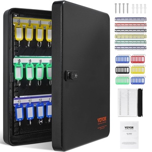 VEVOR 100-Key Cabinet, Key Lock Box with Adjustable Racks, Security Key Storage Box Steel, Key Organizer with 100 Colorful Key Tags and 2 Record Cards for School, Office, Hotel(48-Key Cabinet)