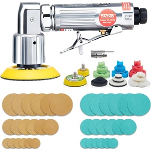VEVOR 1/2/3 Inch Random Orbital Air Sander, High-Speed 15000RPM Mini Pneumatic Sander for Auto Body Work, 58PCS Air Powered Sander Kit with Sandpapers, Wool Pad, Wavy Sponges