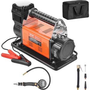 VEVOR 12V Portable Tire Inflator, 7.06CFM Heavy Duty Air Compressor, 150PSI Offroad Air Pump with Adapters for Car SUV RV Truck – Include 6.5FT Power Cord, 26FT Air Hose with Pressure Gauge, Carry Bag(7.06CFM with Digital)