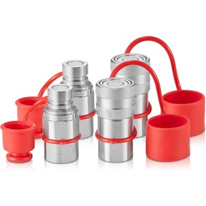 VEVOR 1/2-Zoll-Hydraulikkupplungen mit flacher Oberfläche, 1/2-Zoll-NPT-Hydraulik-Schnellkupplungen für Kompaktlader mit 4 Staubkappen (ISO16028)(ISO16028 -2pairs 1/2″ NPT)