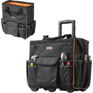VEVOR 18″ Rolling Tool Bag, 110lbs Load Capacity, 25Pockets Heavy Duty Roller Tool Bag w/Adjustable Telescoping Handle & Stable Base, Toolbag Organizers with Wheels for Electrician, Construction(Tool Bag)