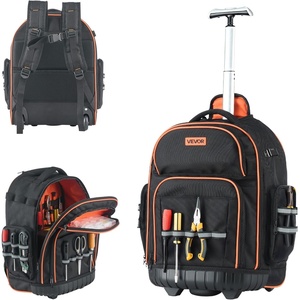 VEVOR 18″ Rolling Tool Bag, 110lbs Load Capacity, 25Pockets Heavy Duty Roller Tool Bag w/Adjustable Telescoping Handle & Stable Base, Toolbag Organizers with Wheels for Electrician, Construction(Tool Backpack)