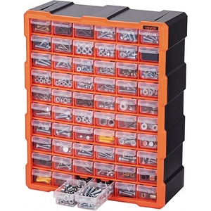 VEVOR 18-Drawer Storage Organizer, Plastic, Drawer Storage Cabinet for Garage Organization, Stackable Small Parts Organizer, Wall-Mounted Toolbox, for Hardware, Beads, Screws, Crafts, Building Bricks(60-Drawers)