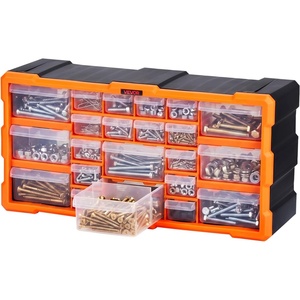 VEVOR 18-Drawer Storage Organizer, Plastic, Drawer Storage Cabinet for Garage Organization, Stackable Small Parts Organizer, Wall-Mounted Toolbox, for Hardware, Beads, Screws, Crafts, Building Bricks(22-Drawers)