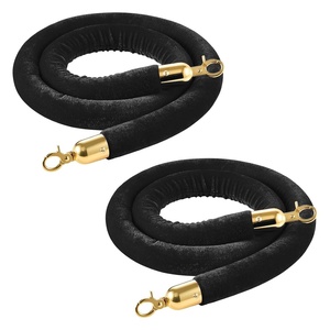 VEVOR 2 Pcs Red Velvet Stanchion Ropes, 5 ft Crowd Control Stanchion Red Velvet Ropes with Silver Hooks, Post Queue Barrier Carpet Rope for Carpet Events Movie Theaters Grand Openings Hotels Party(Black)