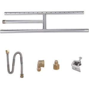 VEVOR 24 x 8 inch Drop-in Fire Pit Pan, Rectangular Stainless Steel Fire Pit Burner Kit, Propane Gas Fire Pan 120,000 BTU with H-Burner for Indoor or Outdoor Use(6 x 18 inch)