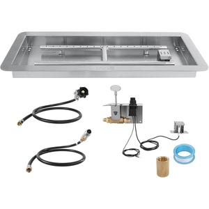 VEVOR 24 x 8 inch Drop-in Fire Pit Pan, Rectangular Stainless Steel Fire Pit Burner Kit, Propane Gas Fire Pan 120,000 BTU with H-Burner for Indoor or Outdoor Use(30 x 10 inch)