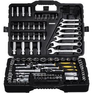 VEVOR 297 PCS Mechanic Tool Set with 4-Drawer Tool Box 1/4″ 3/8″ 1/2″ Drive | SAE & Metric Socket Set, Car and Motorcycle Tool Kit with Combination Wrenches, Bits, Ratchets, Spark Plug Sockets(1/4″&3/8″&1/2″)