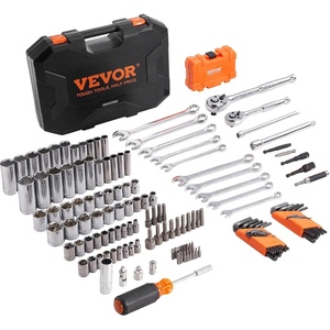 VEVOR 297 PCS Mechanic Tool Set with 4-Drawer Tool Box 1/4″ 3/8″ 1/2″ Drive | SAE & Metric Socket Set, Car and Motorcycle Tool Kit with Combination Wrenches, Bits, Ratchets, Spark Plug Sockets(1/4″&3/8″)